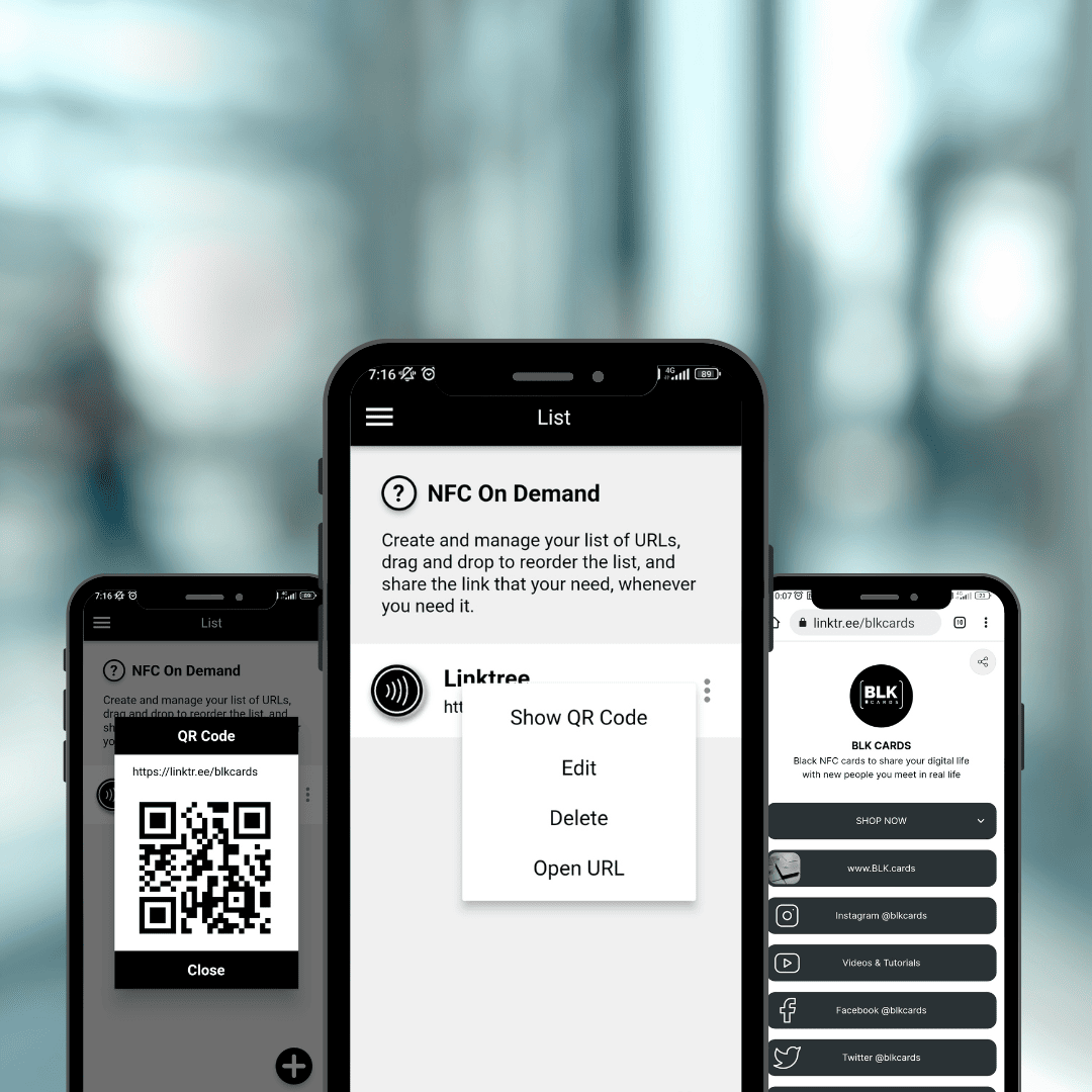 Show QR code instead of NFC with the BLK CARDS mobile App