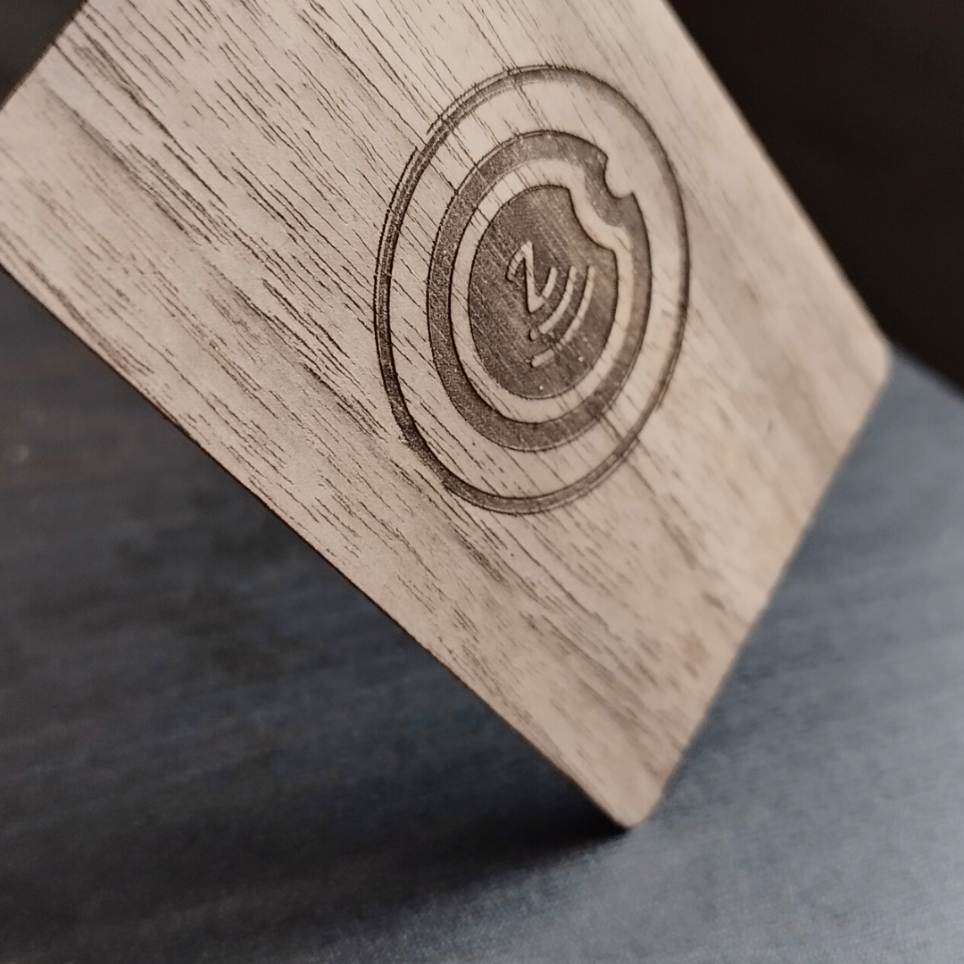 NFC Business Card - Natural Wood (customized with name OR logo)